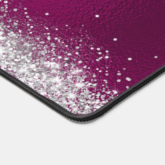 Schattige geborsteld Hot Pink Folie Faux Silver Gl Bureaumat (Hoek)