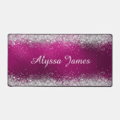 Schattige geborsteld Hot Pink Folie Faux Silver Gl Bureaumat (Voorkant)
