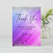 Schattige geborsteld paarse faux silver glitter be kaart (Staand voorkant)