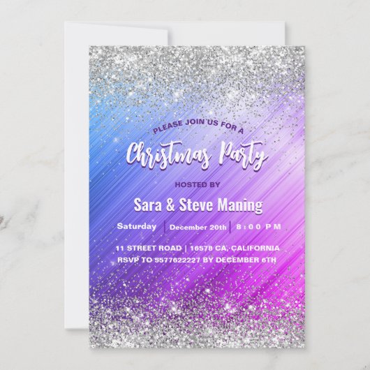 Schattige geborsteld paarse faux zilver glitter ke kaart (Voorkant)