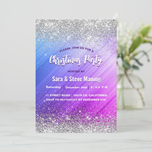 Schattige geborsteld paarse faux zilver glitter ke kaart (Staand voorkant)