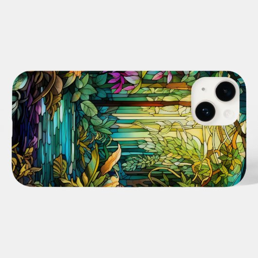 Schattige gebrandschilderd glas tropisch bos Case-Mate iPhone case (Achterkant (horizontaal))