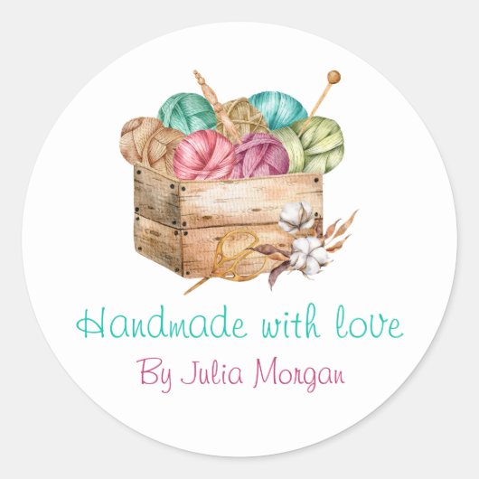 Schattige gebreid zelfgemaakt label (Voorkant)