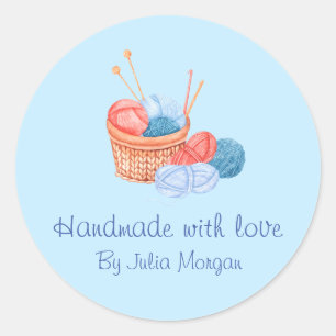 Schattige gebreid zelfgemaakt label   Blauw