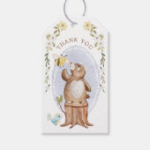 Schattige Gebreide Floral Woodland Animal Beer Dan Cadeaulabel (Voorkant)