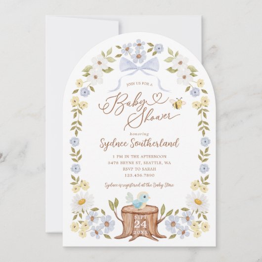 Schattige gebreide Floral Woodland Beer Baby Boy S Kaart (Voorkant)