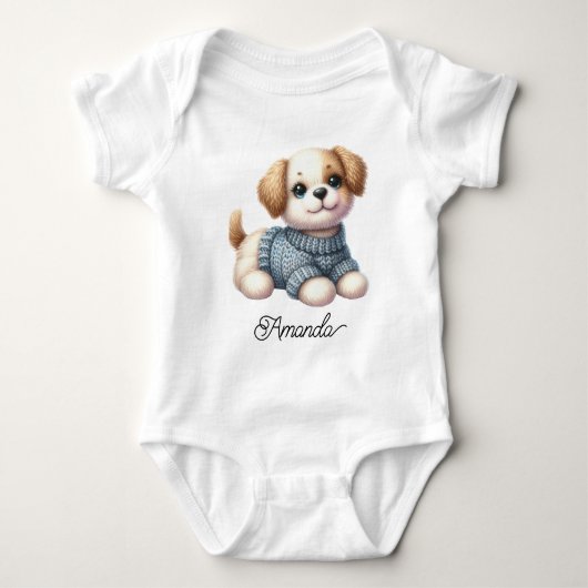 Schattige Gebreide Puppy Romper (Voorkant)