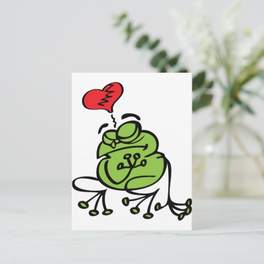 Schattige gebroken hart, antivalentijnskikker feestdagenkaart (Staand voorkant)
