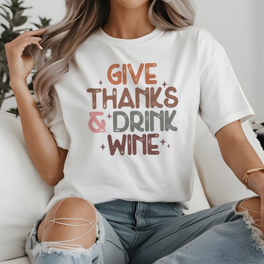 Schattige Geef Bedankt en Drink Wijn Grappige Quot Tri-Blend Shirt