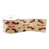 Schattige Geel Aangepaste Naam Firetruck Kids Verj Grosgrain Lint (Spoel)