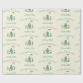 Schattige geel aangepaste naam Notenkraker Kerst Cadeaupapier (Vlak)