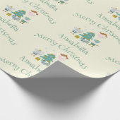 Schattige geel aangepaste naam Notenkraker Kerst Cadeaupapier (Hoek)