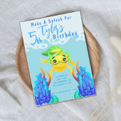 Schattige geel Axolotl Boy Onderwater Verjaardagsf Kaart