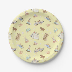 Schattige geel Baby shower  speelgoed Papieren Bordje