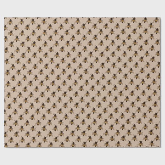 Schattige geel Bee Pattern Wrapping Papier (Vlak)
