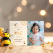 Schattige Geel Bijenhoning Eerste Bijendag Foto Kaart