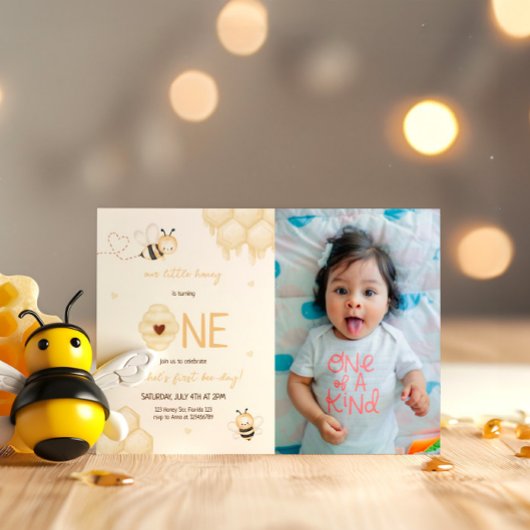 Schattige Geel Bijenhoning Eerste Bijendag Foto Kaart