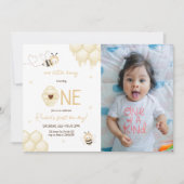 Schattige Geel Bijenhoning Eerste Bijendag Foto Kaart (Voorkant)