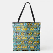 Schattige Geel Blauw en Groen Uilenpatroon Tote Bag (Voorkant)