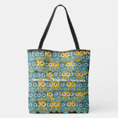Schattige Geel Blauw en Groen Uilenpatroon Tote Bag (Achterkant)