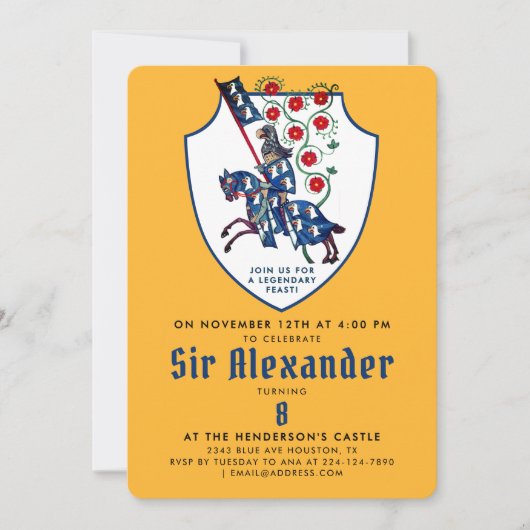 Schattige Geel Blauw Middeleeuwen Gemonteerde Ridd Kaart (Voorkant)