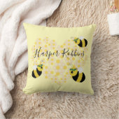 Schattige Geel Bumble Bee Honingraat Hart Baby Kam Kussen (Deken)