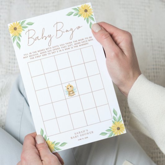 Schattige Geel Bumblebee Baby shower Bingogame Flyer