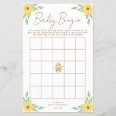 Schattige Geel Bumblebee Baby shower Bingogame Flyer (Voorkant)