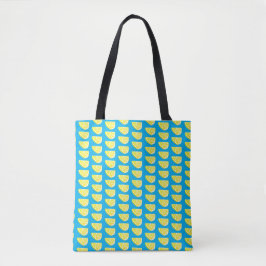 Schattige Geel Citroen Slice Pattern op Blauw Tote Bag