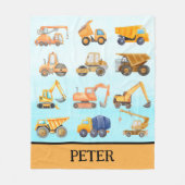 Schattige geel constructie voertuigen patroon fleece deken (Voorkant)