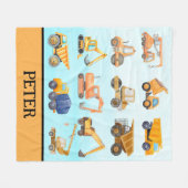 Schattige geel constructie voertuigen patroon fleece deken (Voorkant (Horizontaal))