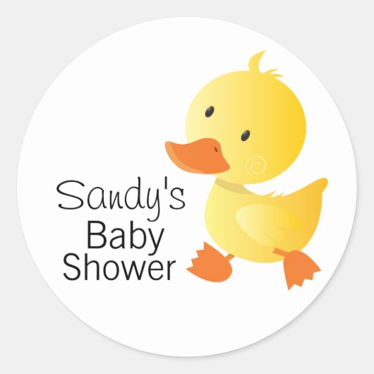 Schattige geel Duckie Baby shower Ronde Sticker (Voorkant)