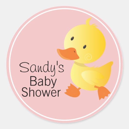 Schattige geel Duckie Baby shower Ronde Sticker (Voorkant)