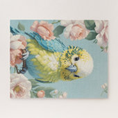 Schattige geel en blauw Baby budgie parkietenvogel Legpuzzel (Horizontaal)