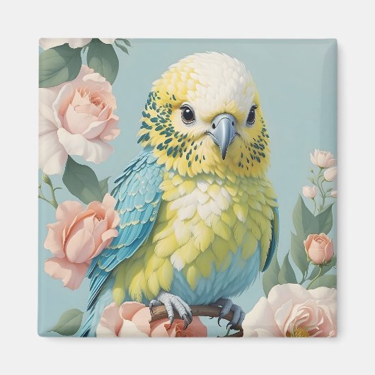 Schattige geel en blauw Baby budgie parkietenvogel Magneet (Voorkant)