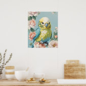 Schattige geel en blauw Baby budgie parkietenvogel Poster (Keuken)