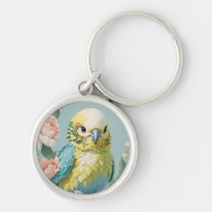 Schattige geel en blauw Baby budgie parkietenvogel Sleutelhanger
