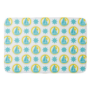Schattige geel en blauw nautisch patroon badmat