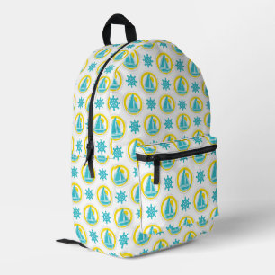 Schattige geel en blauw nautisch patroon bedrukte rugzak