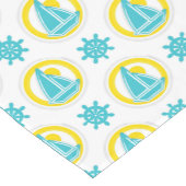 Schattige geel en blauw nautisch patroon korte tafelloper (Hoek)