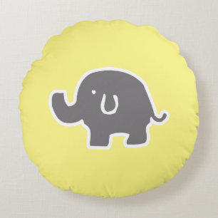 Schattige geel en grijs olifant Kinder Sierkussen Rond Kussen