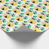 Schattige Geel en Groen Lieveheersbeestjes Patroon Cadeaupapier (Hoek)