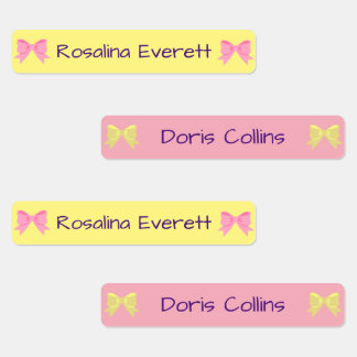 Schattige Geel en Roze Bows Meisjes Namen Kinder Labels