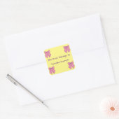 Schattige Geel en Roze Bows Meisjes Namen Kinder Vierkante Sticker (Envelop)