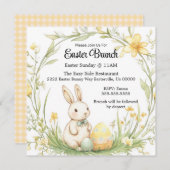 Schattige geel en vreugdevolle Paaszondag Brunch Kaart (Voorkant / Achterkant)