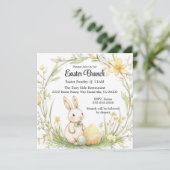 Schattige geel en vreugdevolle Paaszondag Brunch Kaart (Staand voorkant)