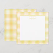 Schattige geel en wit gingham baby shower bedankkaart (Voorkant / Achterkant)