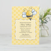 Schattige Geel en Zwart Bumblebee Baby shower Kaart (Staand voorkant)
