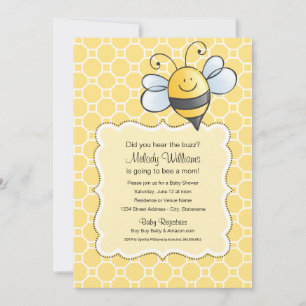 Schattige Geel en Zwart Bumblebee Baby shower Kaart