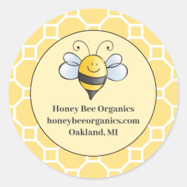 Schattige Geel en Zwart Bumblebee Honey Business Ronde Sticker